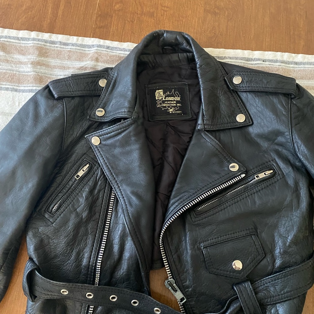Motorcycle cropped leather Jacket